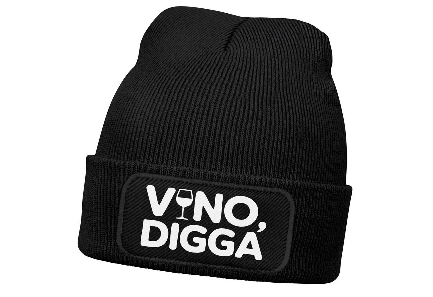 MoonWorks Strickmütze Herren Beanie Strickmütze mit Spruch Aufdruck Lustig Vino Digga Mütze von MoonWorks