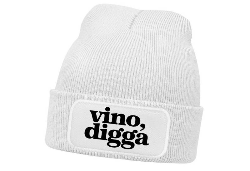 MoonWorks Strickmütze Herren Beanie Strickmütze mit Spruch Aufdruck Lustig Vino Digga Mütze von MoonWorks