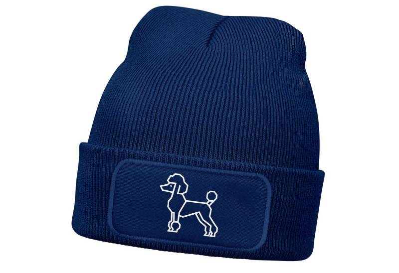 MoonWorks Strickmütze Herren Beanie Wintermütze Hund Pudel Polygon Design Aufdruck lustig von MoonWorks