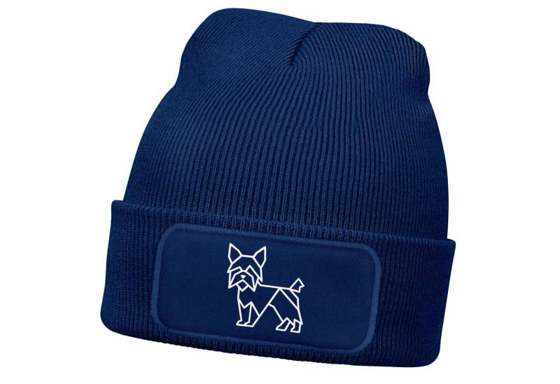 MoonWorks Strickmütze Herren Beanie Wintermütze Hund Yorkshire Terrier Polygon Design von MoonWorks