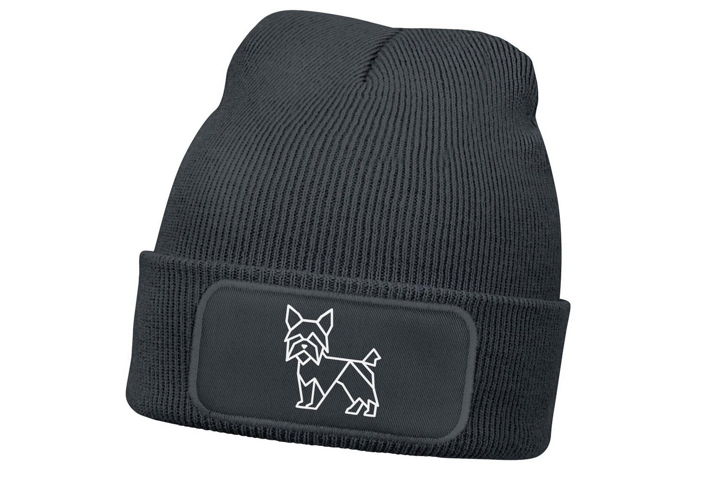 MoonWorks Strickmütze Herren Beanie Wintermütze Hund Yorkshire Terrier Polygon Design von MoonWorks