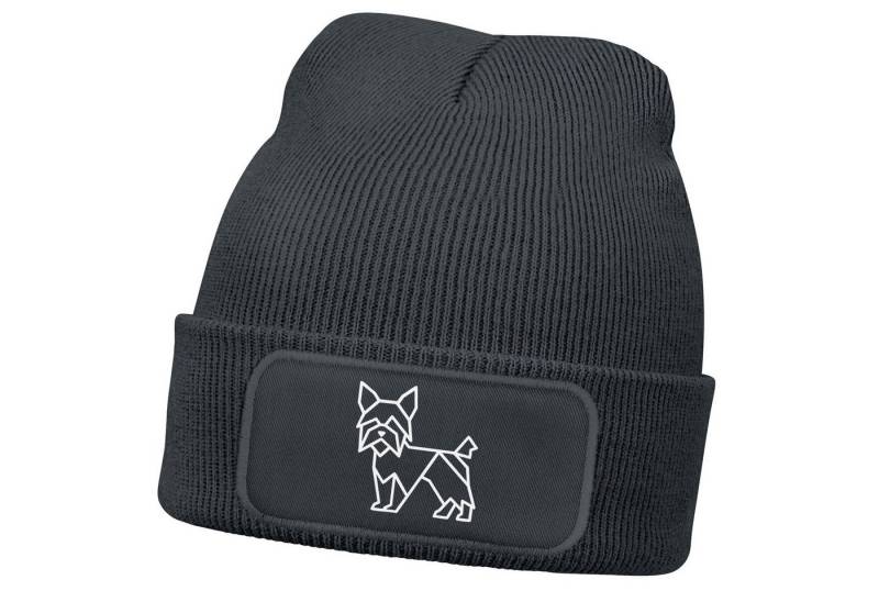 MoonWorks Strickmütze Herren Beanie Wintermütze Hund Yorkshire Terrier Polygon Design von MoonWorks
