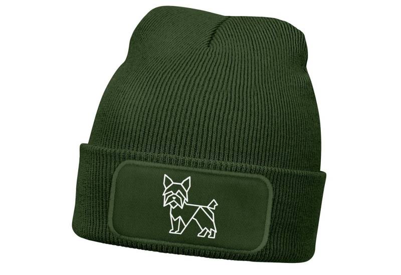 MoonWorks Strickmütze Herren Beanie Wintermütze Hund Yorkshire Terrier Polygon Design von MoonWorks