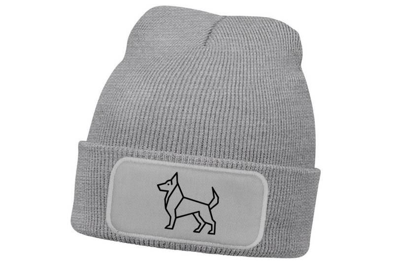 MoonWorks Strickmütze Herren Beanie Wintermütze Schäferhund Polygon Design Aufdruck lustig von MoonWorks