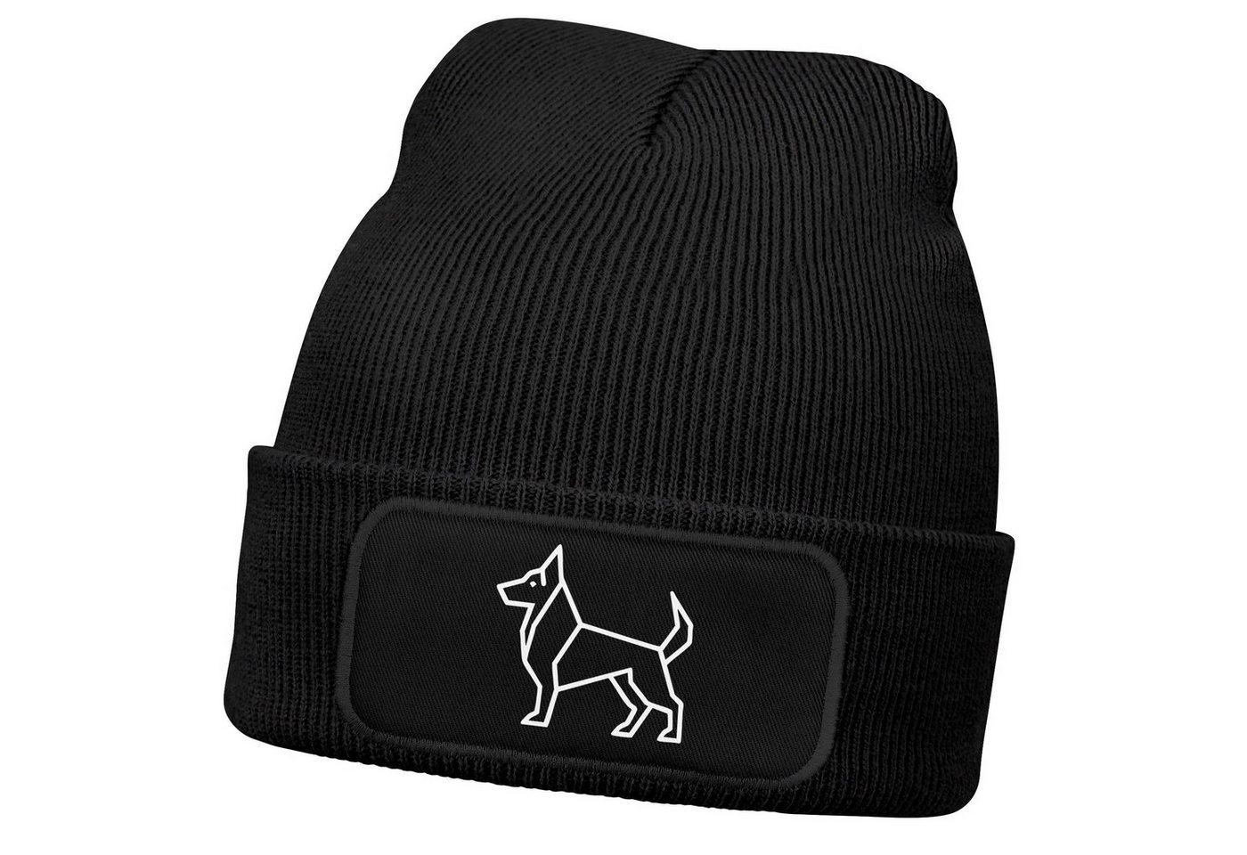 MoonWorks Strickmütze Herren Beanie Wintermütze Schäferhund Polygon Design Aufdruck lustig von MoonWorks