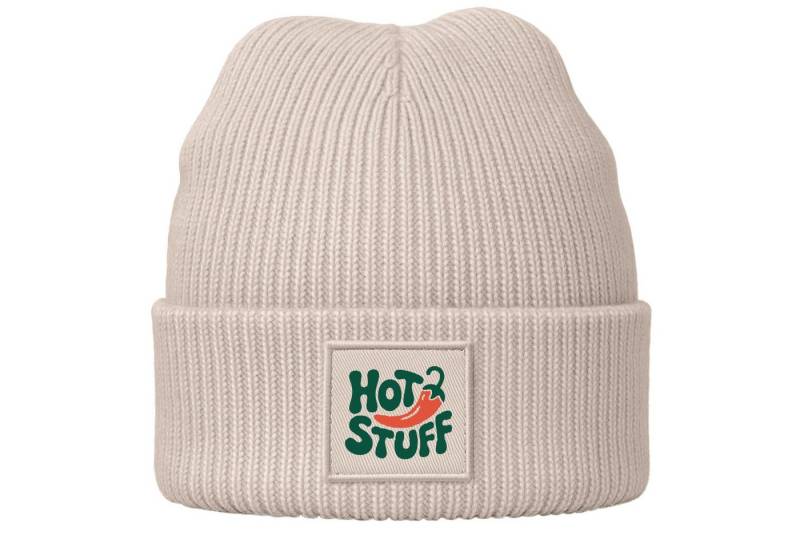MoonWorks Strickmütze Herren Beanie mit Grafik Print Aufdruck Hot Stuff Strickmütze von MoonWorks