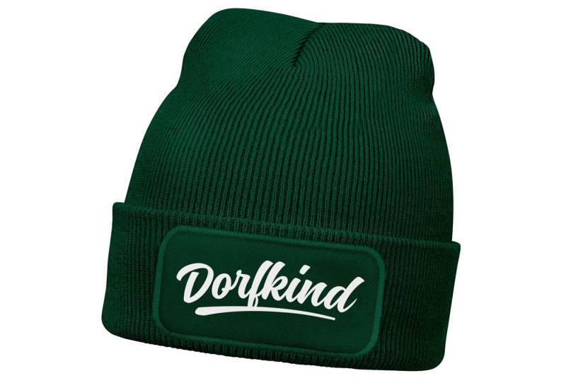 MoonWorks Strickmütze Herren Beanie mit Patch Dorfkind Strickmütze mit Spruch Aufdruck von MoonWorks