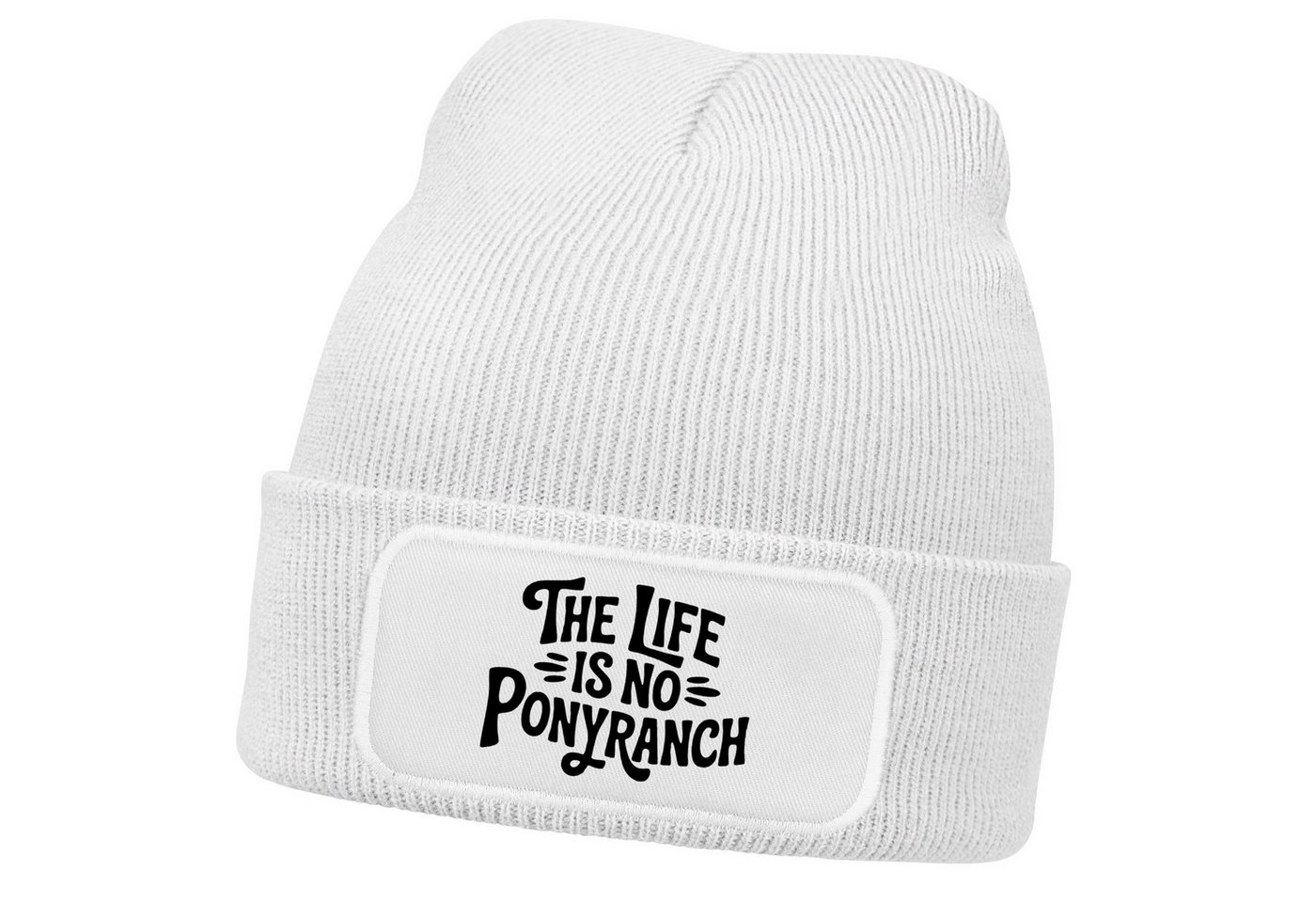 MoonWorks Strickmütze Herren Beanie mit Patch Leben ist kein Ponyhof Strickmütze Spruch von MoonWorks