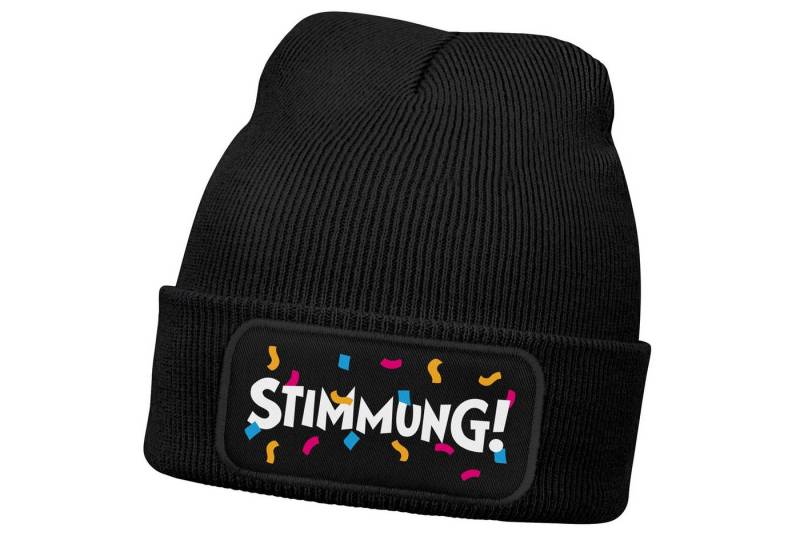 MoonWorks Strickmütze Herren Beanie mit Patch Stimmung Party Karneval Fasching Strickmütze von MoonWorks