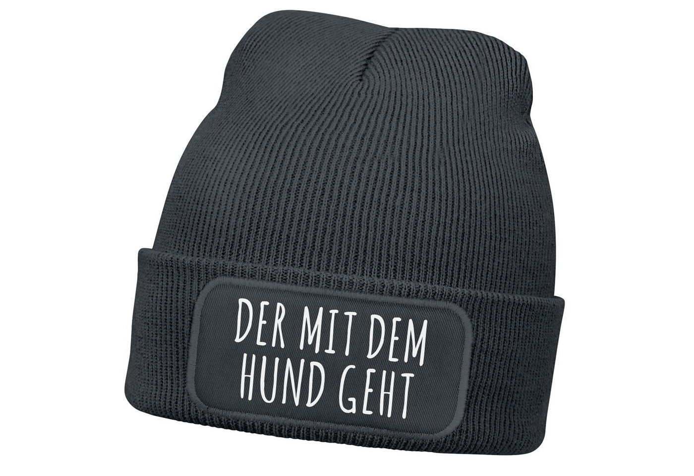 MoonWorks Strickmütze Herren Beanie mit Patch Strickmütze Gassi gehen Spruch Aufdruck von MoonWorks