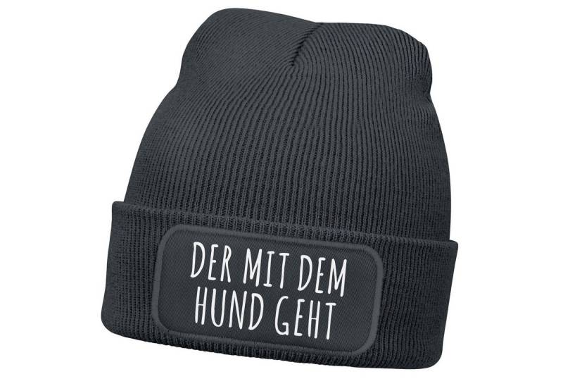 MoonWorks Strickmütze Herren Beanie mit Patch Strickmütze Gassi gehen Spruch Aufdruck von MoonWorks