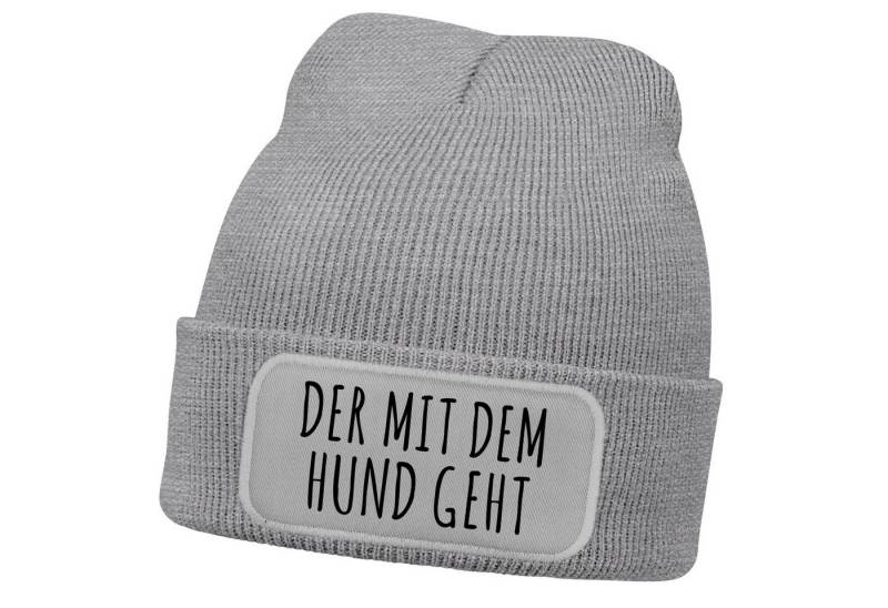 MoonWorks Strickmütze Herren Beanie mit Patch Strickmütze Gassi gehen Spruch Aufdruck von MoonWorks