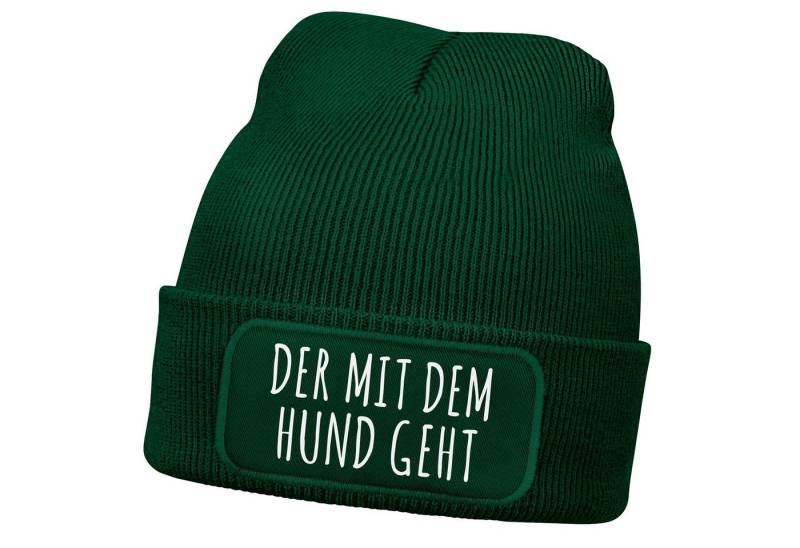 MoonWorks Strickmütze Herren Beanie mit Patch Strickmütze Gassi gehen Spruch Aufdruck von MoonWorks