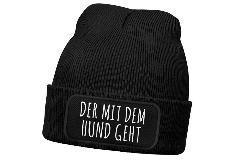 MoonWorks Strickmütze Herren Beanie mit Patch Strickmütze Gassi gehen Spruch Aufdruck von MoonWorks