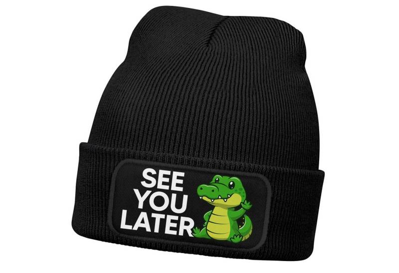 MoonWorks Strickmütze Herren Beanie mit Patch Strickmütze Spruch See you later Alligator von MoonWorks