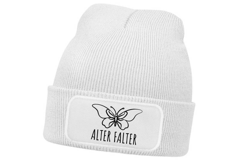 MoonWorks Strickmütze Herren Beanie mit Patch Strickmütze mit Spruch Alter Falter Geschenk von MoonWorks