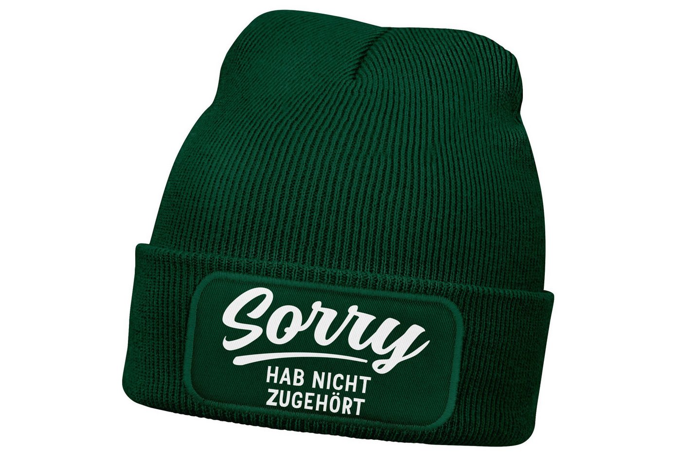 MoonWorks Strickmütze Herren Beanie mit Patch Strickmütze mit Spruch Aufdruck Lustig Mütze von MoonWorks