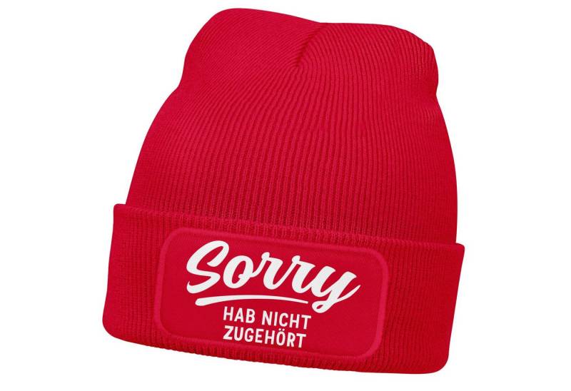 MoonWorks Strickmütze Herren Beanie mit Patch Strickmütze mit Spruch Aufdruck Lustig Mütze von MoonWorks