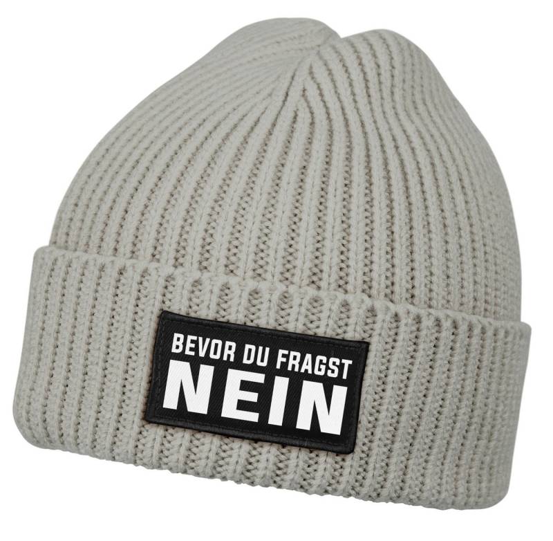 MoonWorks Strickmütze Herren Beanie mit Patch Strickmütze mit Spruch Bevor du fragst - Nein von MoonWorks