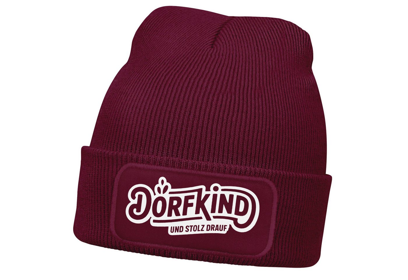 MoonWorks Strickmütze Herren Beanie mit Patch Strickmütze mit Spruch Dorfkind Aufdruck von MoonWorks