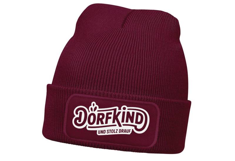 MoonWorks Strickmütze Herren Beanie mit Patch Strickmütze mit Spruch Dorfkind Aufdruck von MoonWorks