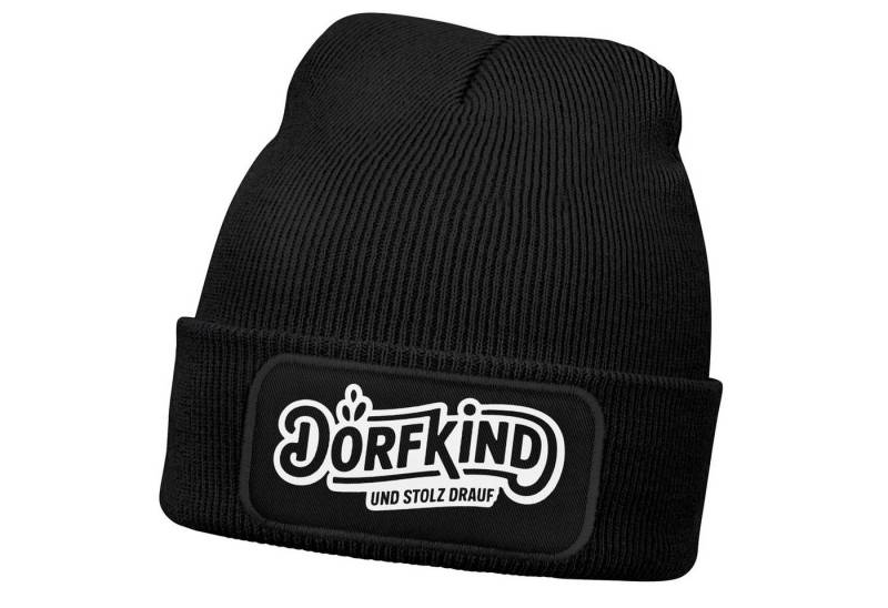 MoonWorks Strickmütze Herren Beanie mit Patch Strickmütze mit Spruch Dorfkind Aufdruck von MoonWorks