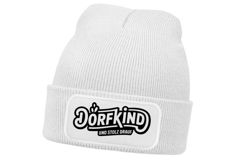 MoonWorks Strickmütze Herren Beanie mit Patch Strickmütze mit Spruch Dorfkind Aufdruck von MoonWorks