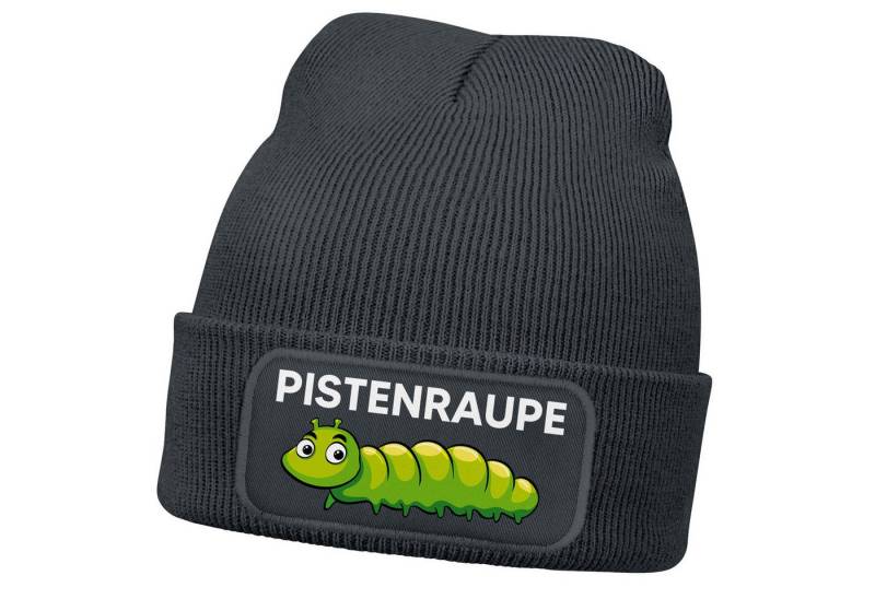 MoonWorks Strickmütze Herren Beanie mit Patch Strickmütze mit Spruch Skifahren Aufdruck von MoonWorks