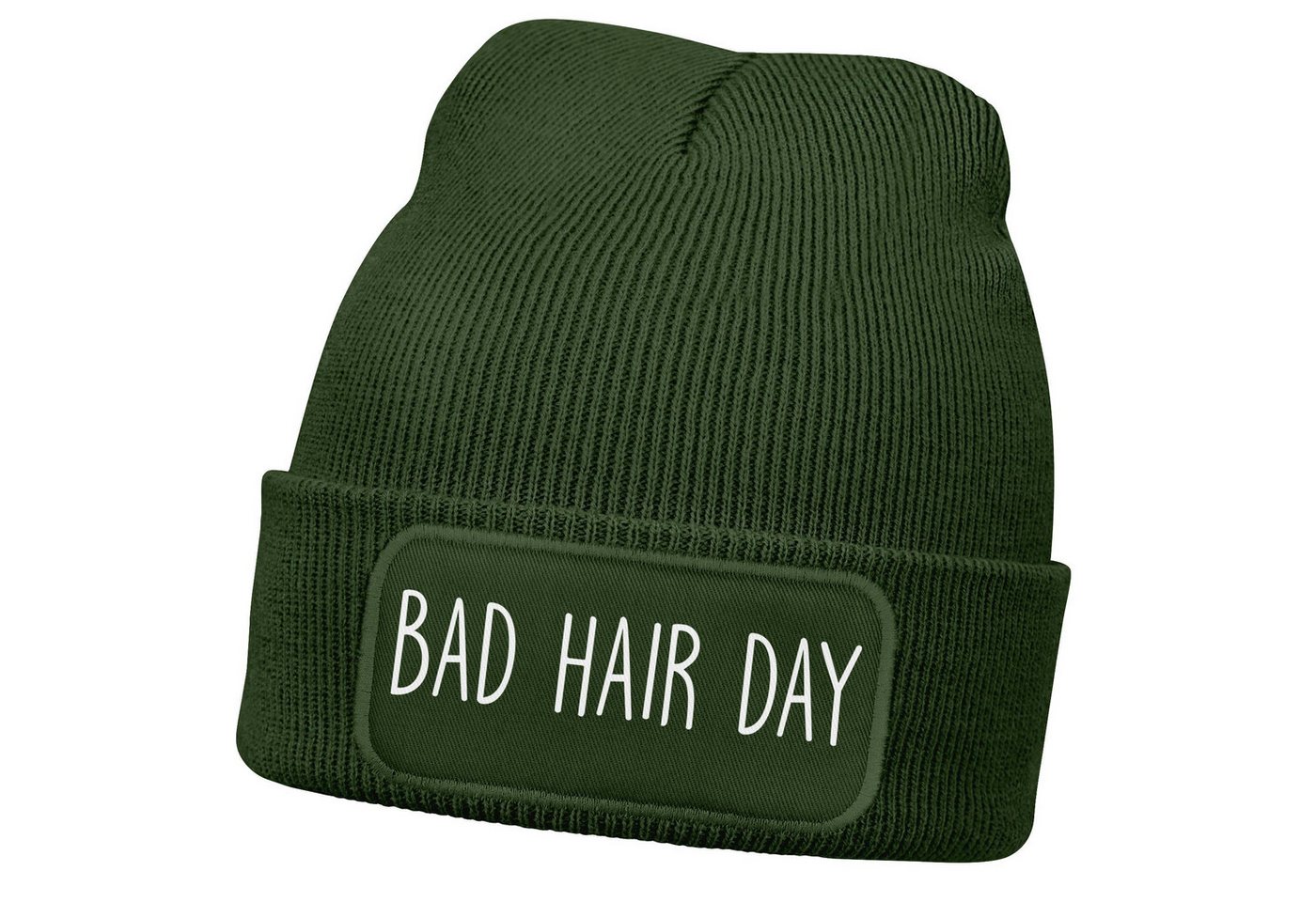 MoonWorks Strickmütze Herren Beanie mit Patch Strickmütze mit Spruch Statement Lustig Bad von MoonWorks