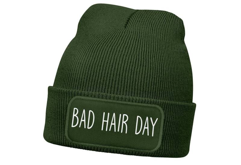 MoonWorks Strickmütze Herren Beanie mit Patch Strickmütze mit Spruch Statement Lustig Bad von MoonWorks