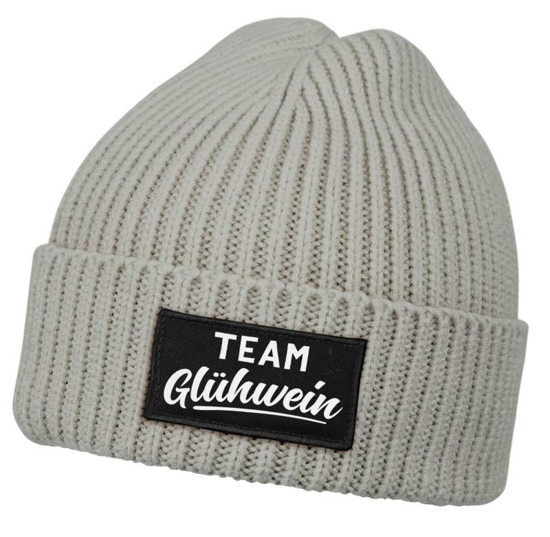 MoonWorks Strickmütze Herren Beanie mit Patch Strickmütze mit Spruch Team Glühwein Aufdruck von MoonWorks