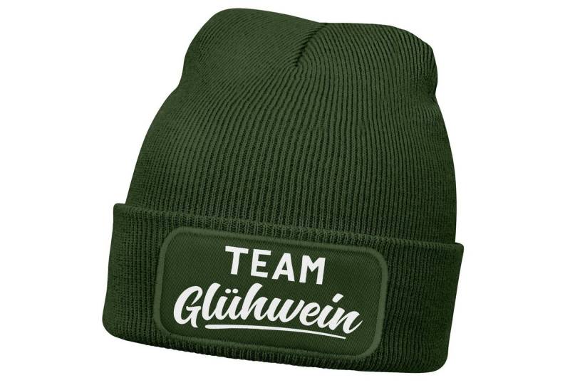 MoonWorks Strickmütze Herren Beanie mit Patch Strickmütze mit Spruch Team Glühwein Aufdruck von MoonWorks