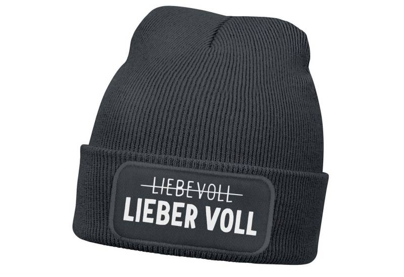 MoonWorks Strickmütze Herren Beanie mit Patch Strickmütze mit Trinkspruch Lieber Voll von MoonWorks