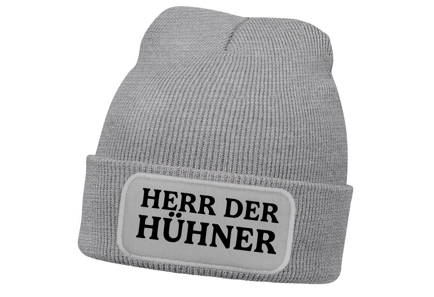 MoonWorks Strickmütze Herren Beanie mit Patch Strickmütze mit it Spruch Herr der Hühner von MoonWorks