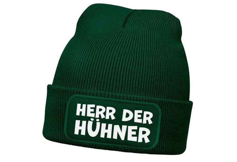 MoonWorks Strickmütze Herren Beanie mit Patch Strickmütze mit it Spruch Herr der Hühner von MoonWorks