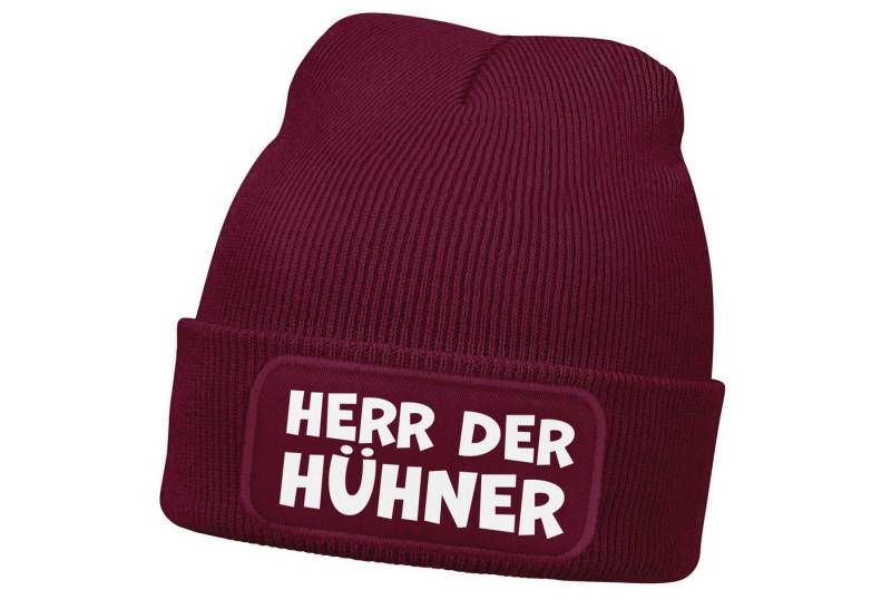 MoonWorks Strickmütze Herren Beanie mit Patch Strickmütze mit it Spruch Herr der Hühner von MoonWorks