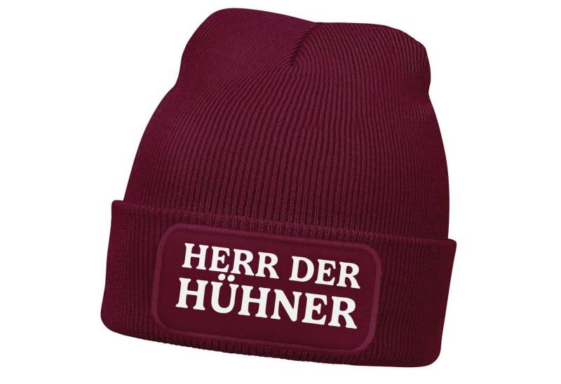 MoonWorks Strickmütze Herren Beanie mit Patch Strickmütze mit it Spruch Herr der Hühner von MoonWorks
