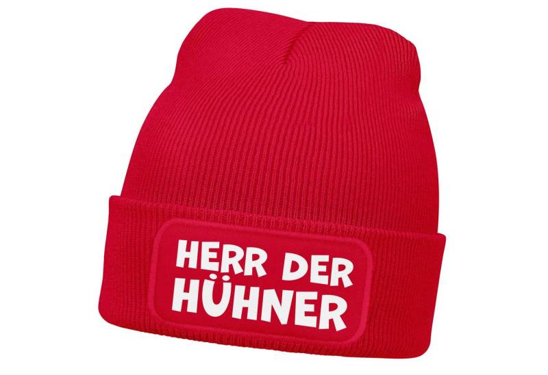 MoonWorks Strickmütze Herren Beanie mit Patch Strickmütze mit it Spruch Herr der Hühner von MoonWorks
