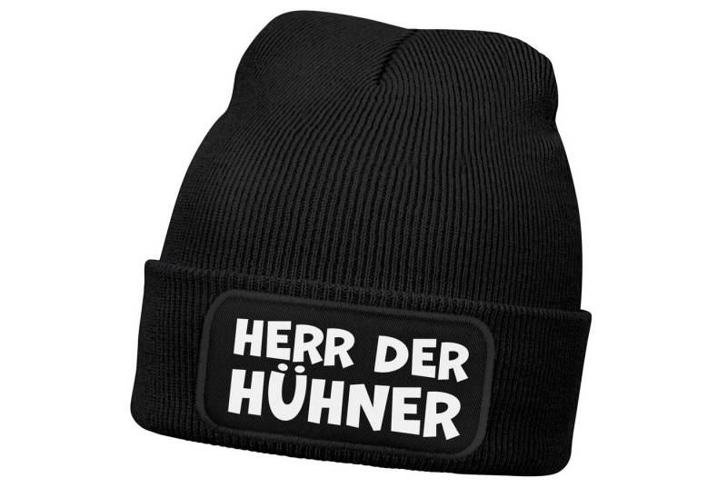 MoonWorks Strickmütze Herren Beanie mit Patch Strickmütze mit it Spruch Herr der Hühner von MoonWorks