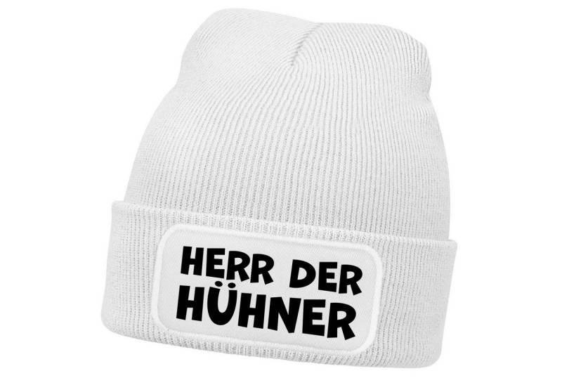 MoonWorks Strickmütze Herren Beanie mit Patch Strickmütze mit it Spruch Herr der Hühner von MoonWorks