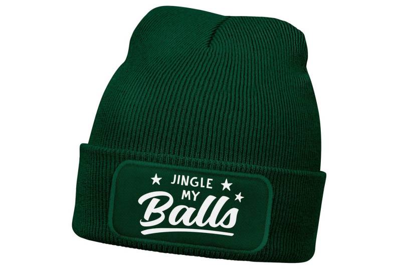 MoonWorks Strickmütze Herren Weihnachts Strickbeanie „Jingle my Balls“ Wintermütze Spruch von MoonWorks
