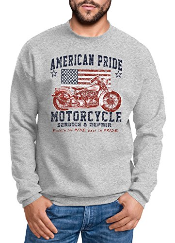 MoonWorks Sweatshirt Herren Biker American Pride USA Rundhals-Pullover grau 3XL von MoonWorks