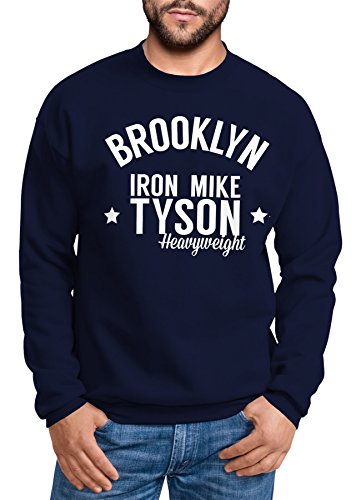 MoonWorks Sweatshirt Herren Brooklyn New York Iron Mike Tyson Boxing Gym Pullover ohne Kapuze Navy 3XL von MoonWorks