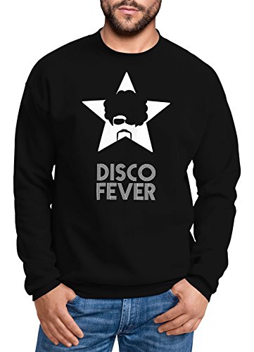 MoonWorks Sweatshirt Herren Disco Party Fever Rundhals-Pullover schwarz-weiß M von MoonWorks