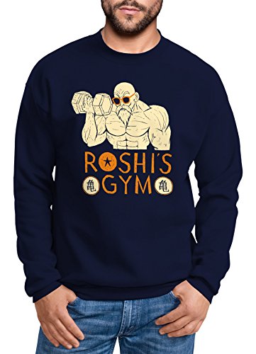 MoonWorks Sweatshirt Herren Roshis Gym Dragonball Bodybuilding Training Pullover ohne Kapuze Navy XXL von MoonWorks