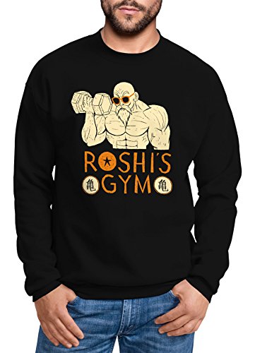 MoonWorks Sweatshirt Herren Roshis Gym Dragonball Bodybuilding Training Pullover ohne Kapuze schwarz XXL von MoonWorks