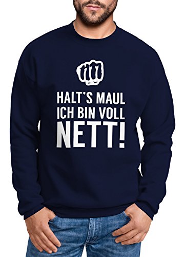 MoonWorks Sweatshirt Herren Spruch Halts Maul ich Bin voll nett Rundhalspullover Pullover ohne Kapuze Navy XXL MoonWorks Sweatshirt Herren Spruch Halts Maul ich Bin voll nett Rundhalspullover Pullover ohne Kapuze Navy XXL von MoonWorks