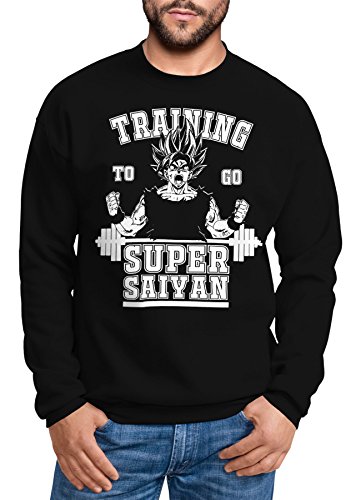 MoonWorks Sweatshirt Herren Super Saiyan V2 Rundhals-Pullover schwarz 3XL von MoonWorks