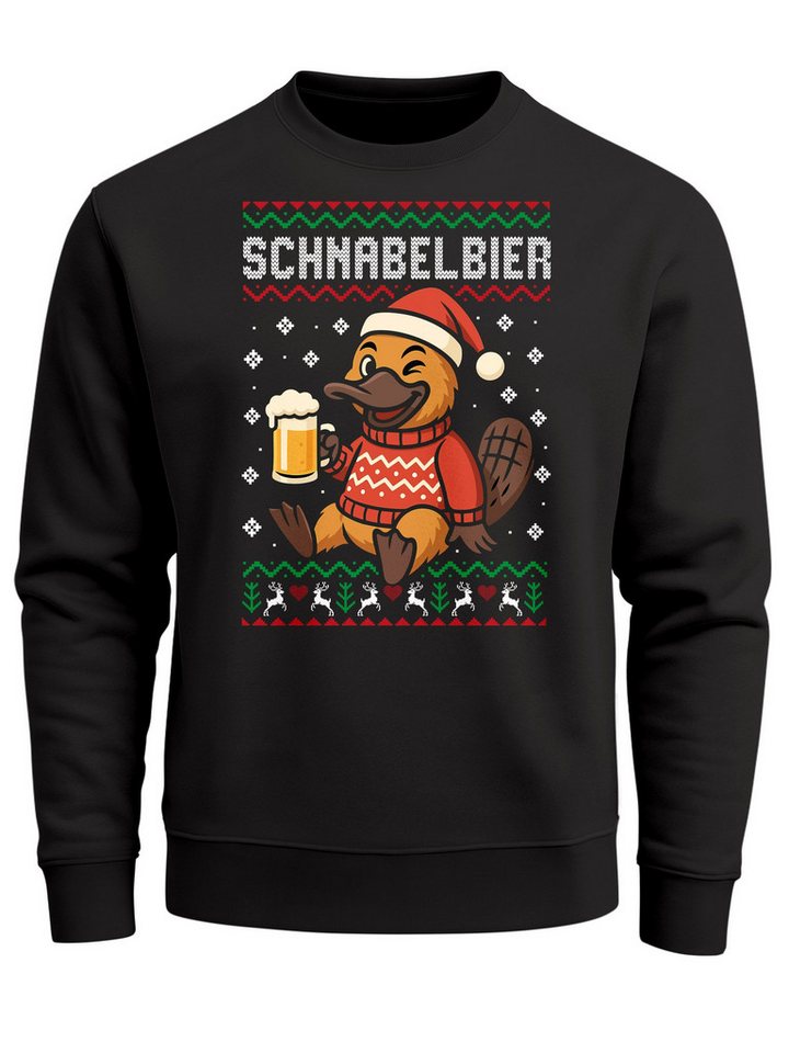 MoonWorks Sweatshirt Herren Weihnachtssweatshirt Ente Bier Weihnachtsmotiv Ugly XMAS von MoonWorks