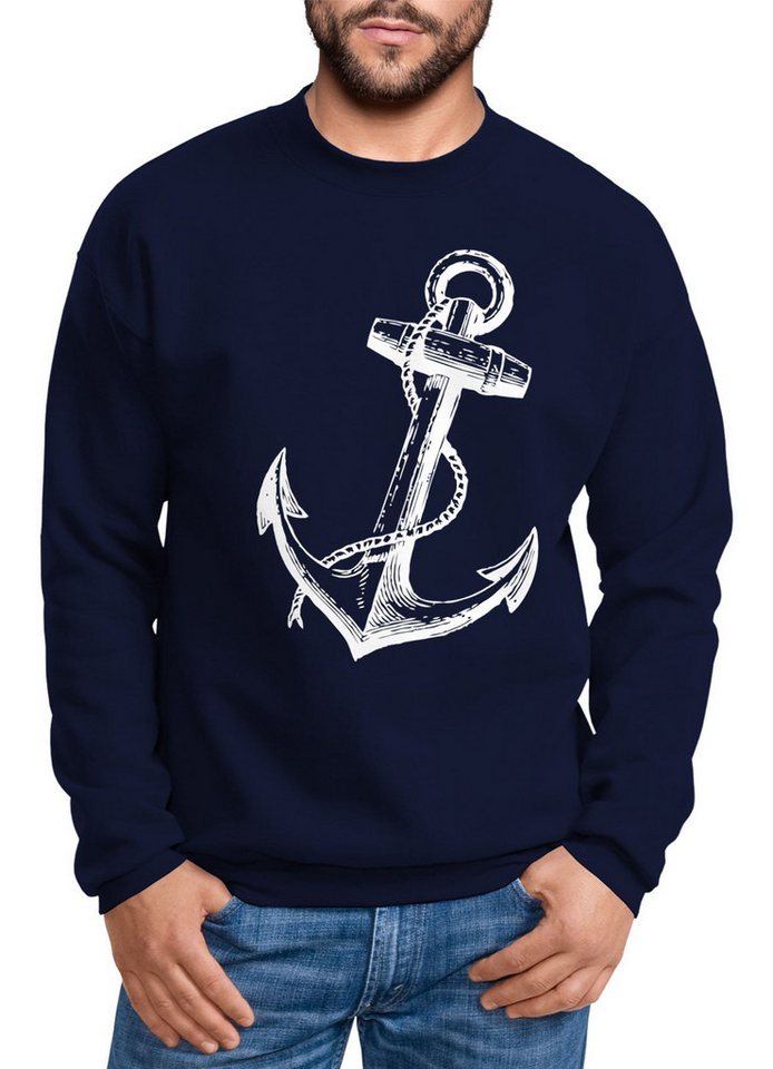 MoonWorks Sweatshirt Sweatshirt Herren Anker Anchor Rundhalspullover Pullover Moonworks® von MoonWorks